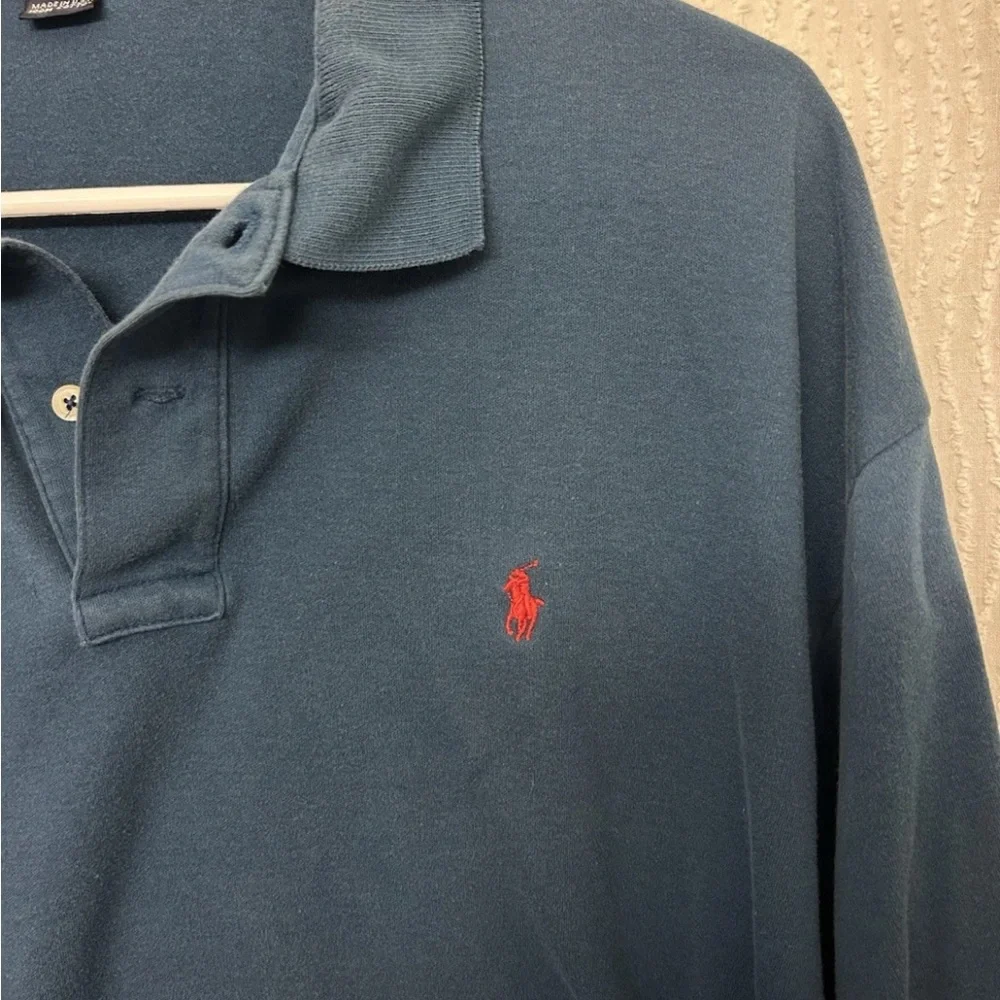 Polo Ralph Lauren Classic Fit Polo Shirt Blue Size XL Logo Man Vintage Navy